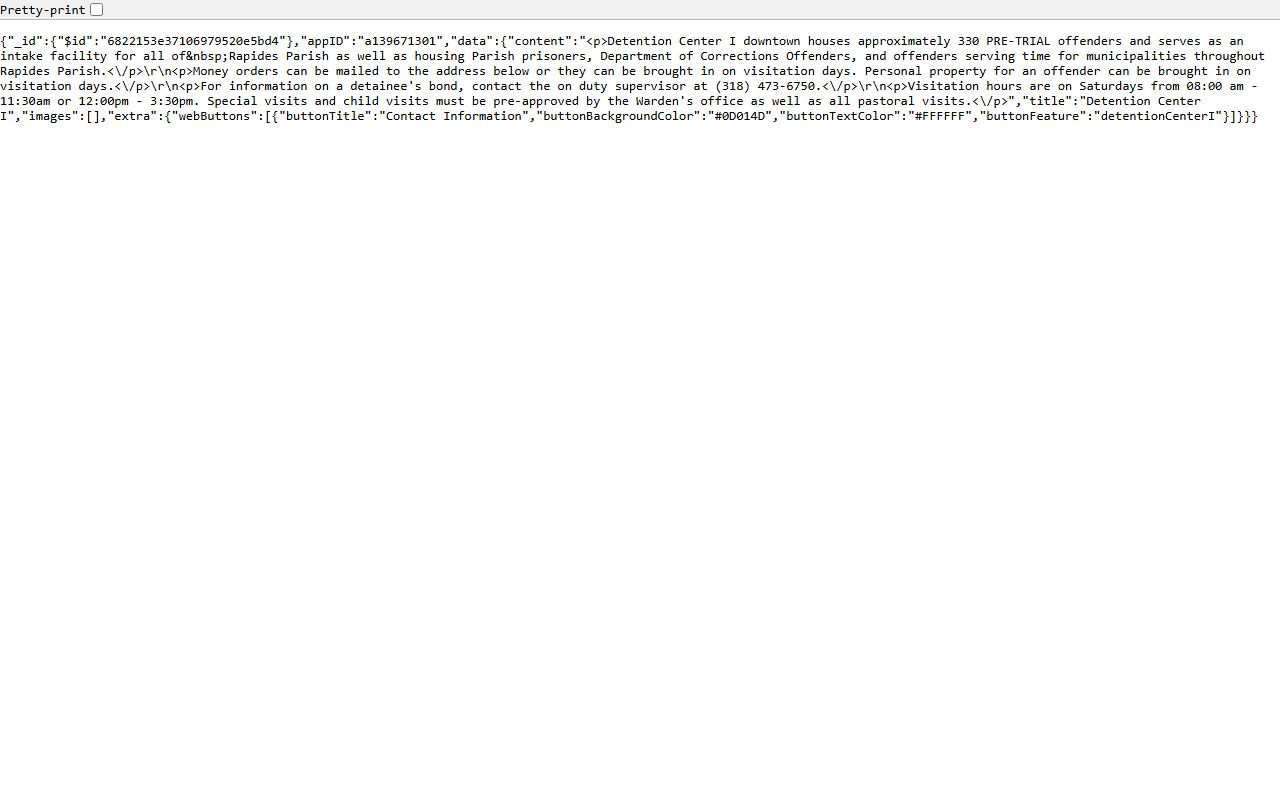 Rapides Parish Detention Center I inmate population official page
