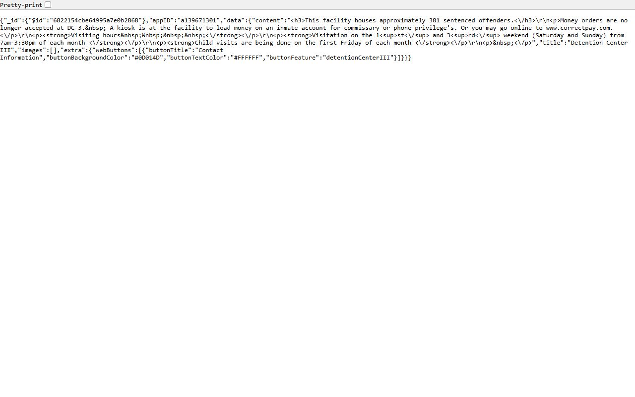 Official Rapides Parish Detention Center III information payload