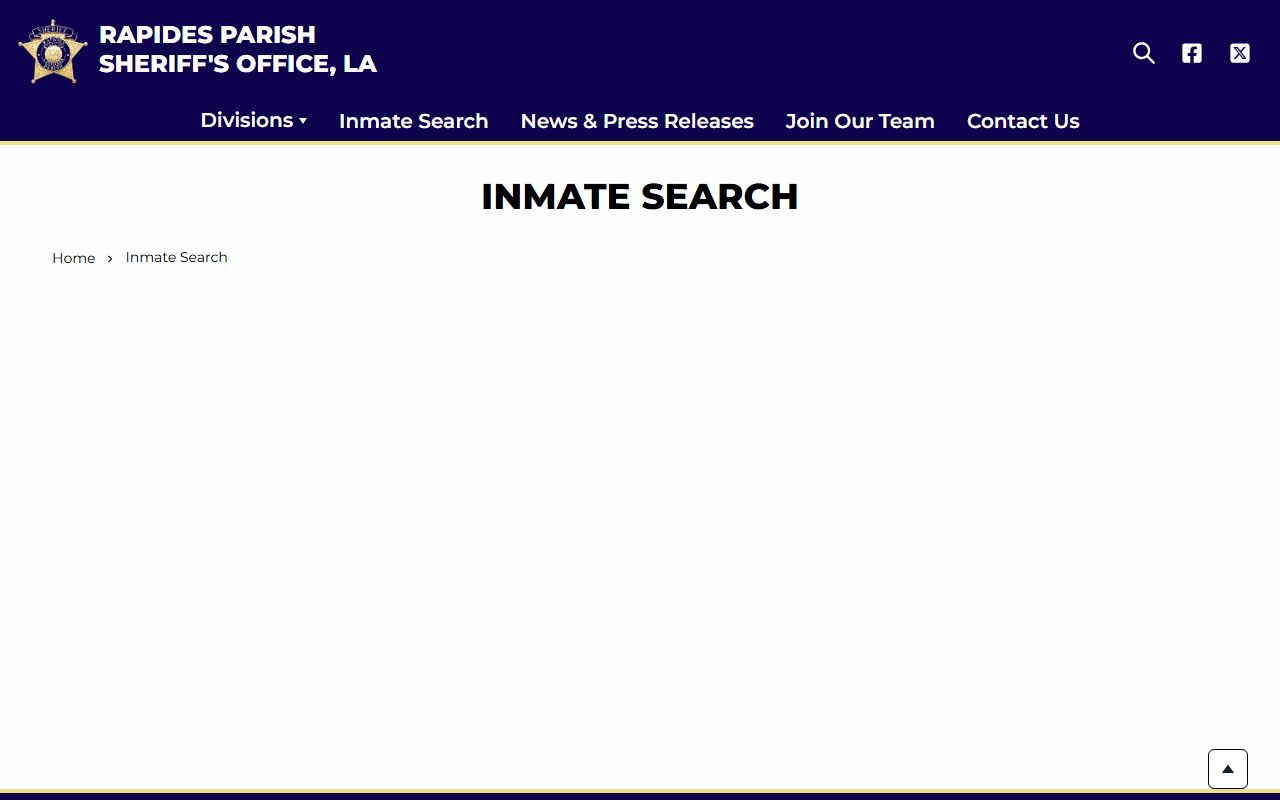 Rapides Parish inmate records search route on the RPSO site